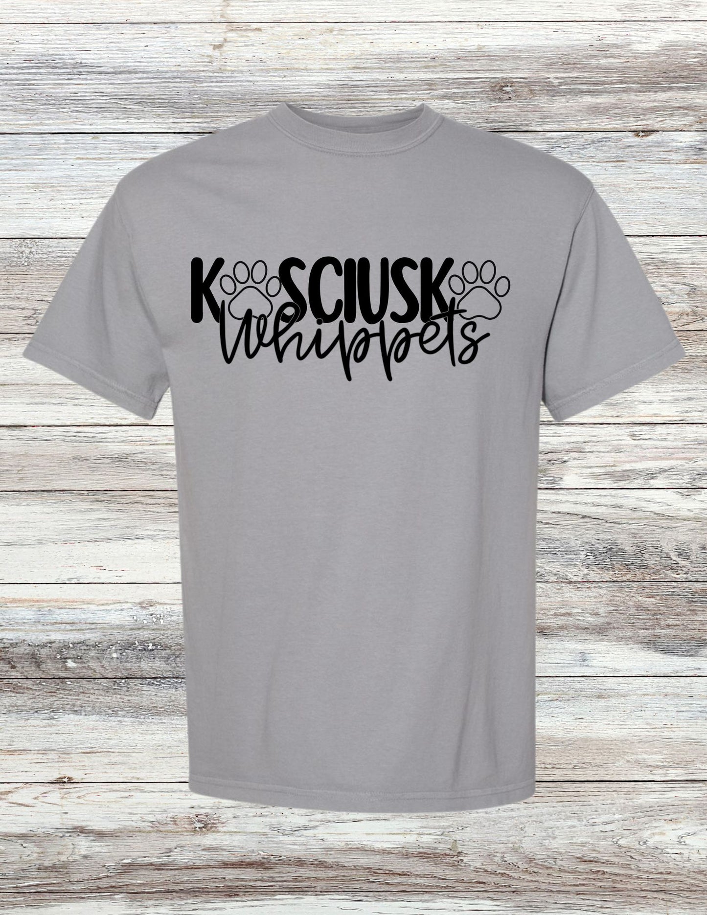 Paw Print Kosciusko Whippets T-shirt - Black Ink