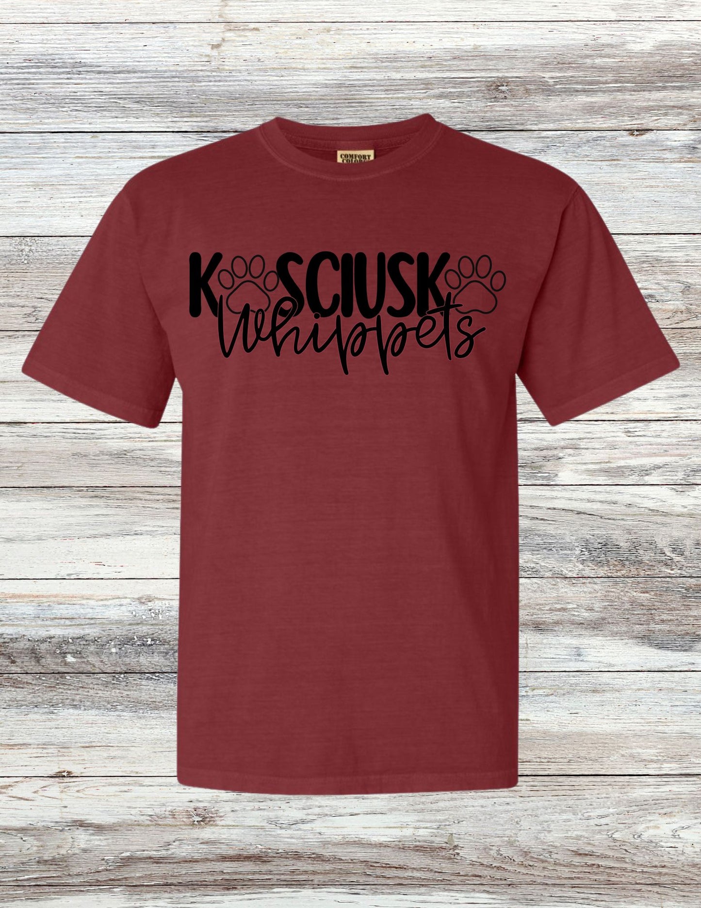 Paw Print Kosciusko Whippets T-shirt - Black Ink