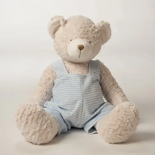 18" Cream Colored Teddy Bear with Overalls