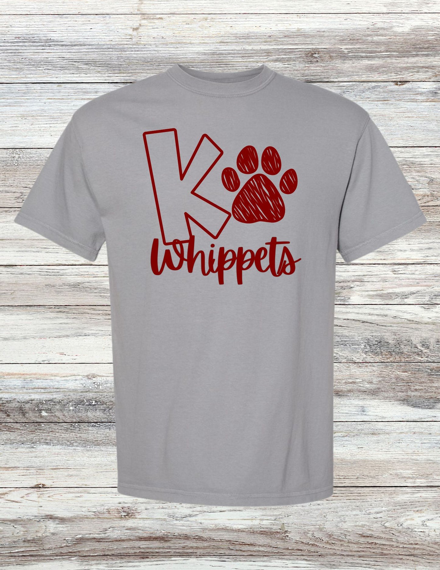 Whippets Paw Print T-Shirt - Maroon Ink