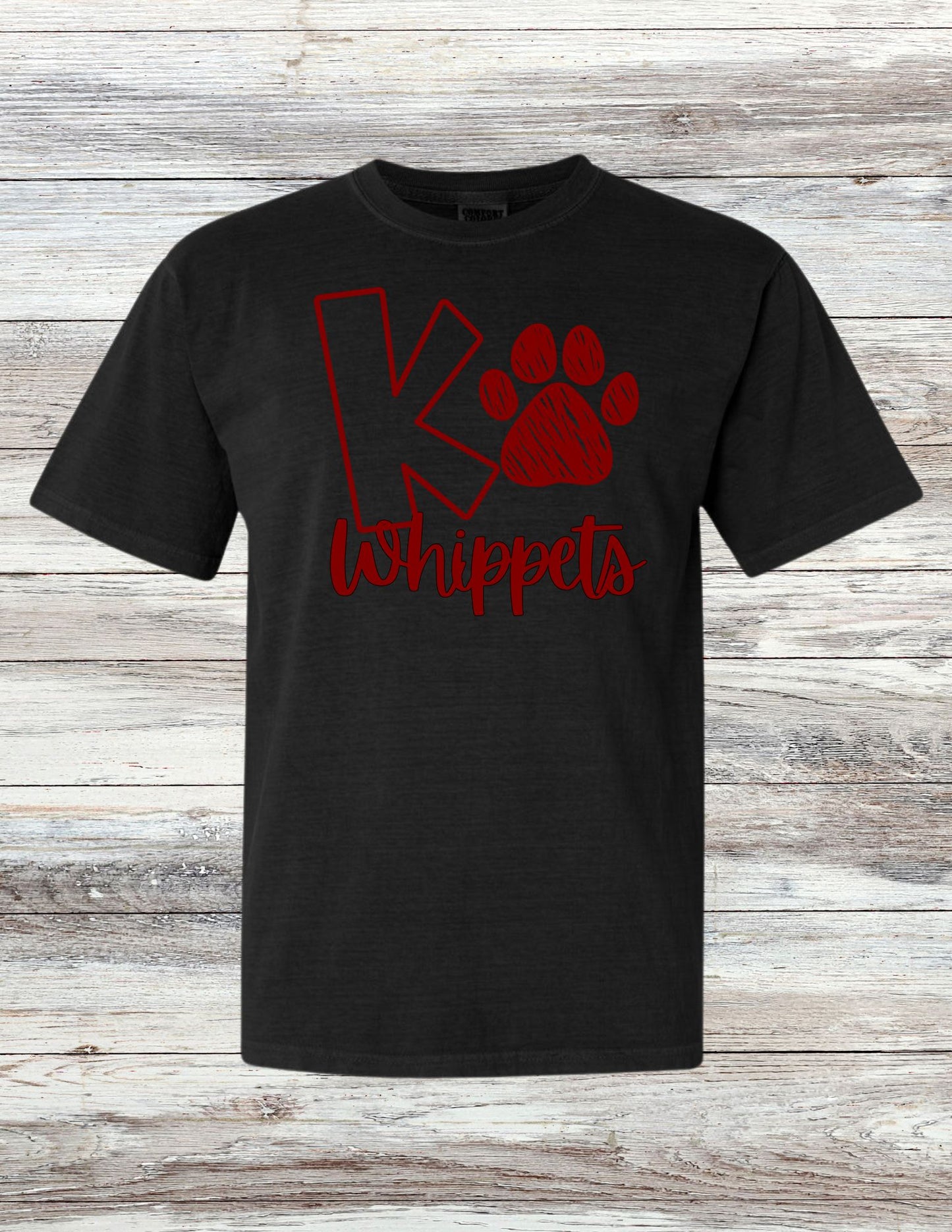 Whippets Paw Print T-Shirt - Maroon Ink