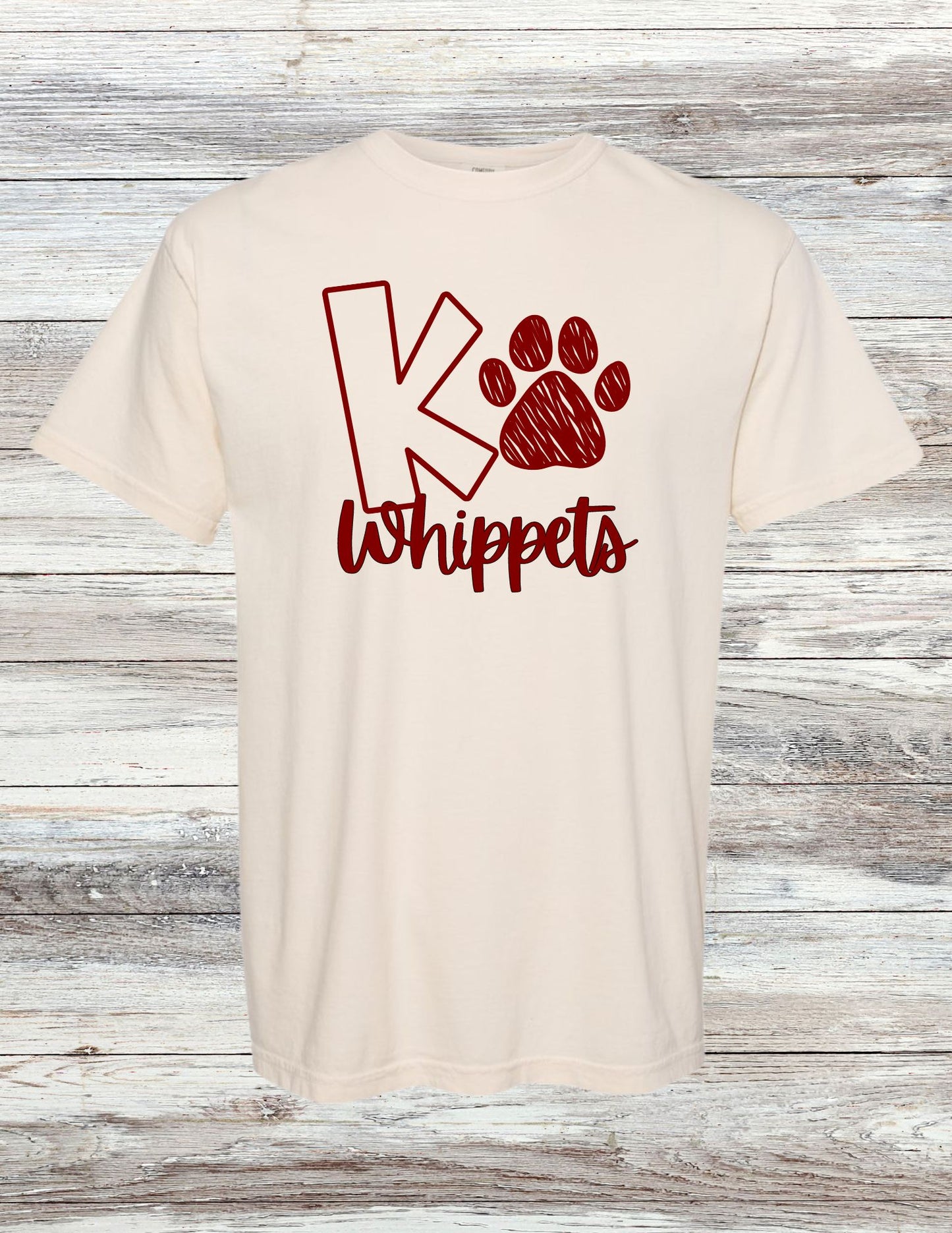 Whippets Paw Print T-Shirt - Maroon Ink