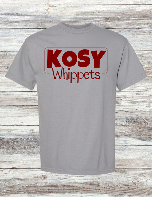 Framed Kosy Whippets T-Shirt - Maroon Ink