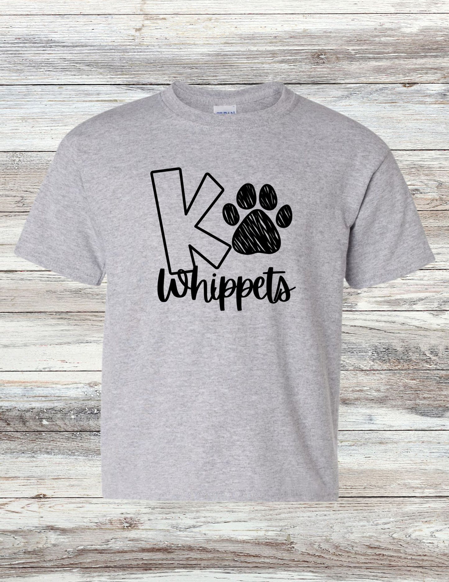 YOUTH Whippets Paw Print T-Shirt - Black Ink