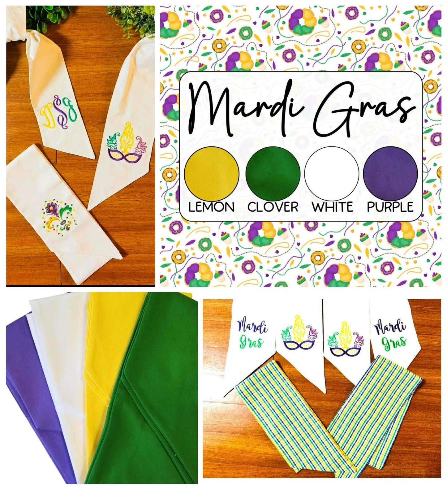 Mardi Gras Wreath Sashes